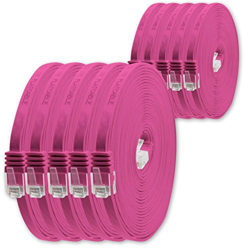 0,5m - Magenta - 10 Stück - Cat.6 Flaches Netzwerkkabel Cat6 Flachkabel Ultra Flach Cat.6 Patchkabel 1000 Mbit/s Gigabit LAN (RJ45) Flach Slim Micro