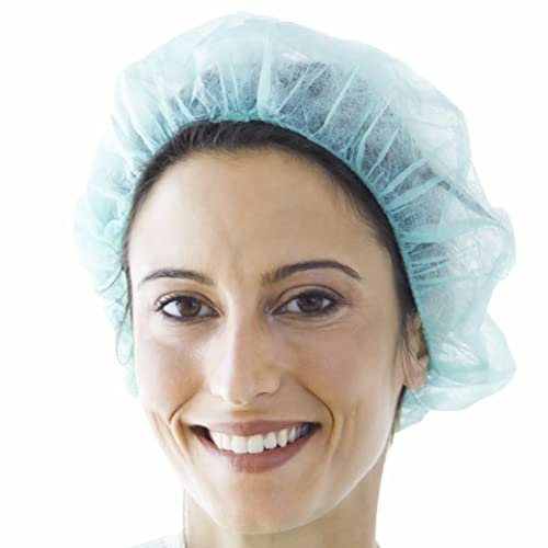 Cuffie Plissè Monouso TNT 100 Pezzi - Cuffia Copri Testa e Capelli per Centri Estetici, Centri Benessere, SPA, Centri Medici, Case di Cura, Ristoranti, Pulizia - Senza Lattice - Traspirante (Blu)