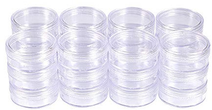 BENECREAT 24 Pack 20ml Empty Clear Plastic Bead Storage Container jar with Rounded Screw-Top Lids for Beads, Nail Art, Glitter, Make Up, Cosmetics and Travel Cream