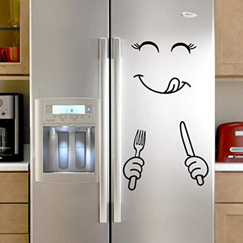 Mamum - Mignon Autocollant Réfrigérateur Heureux Délicieux Visage Cuisine Frigo Stickers Muraux Art (A)