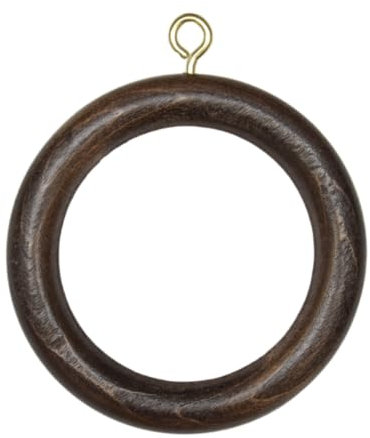 TENDAGGIMANIA Anelli per Tende in Legno con ganci tenda Colore: NOCE - 10 PEZZI Anelle Tende per Bastoni ∅35 MM - Diametro Esterno degli anelli tenda: 70 MM