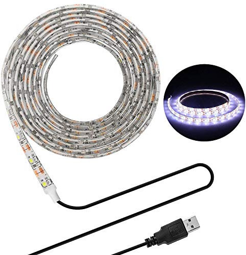 LED Strip Lights,USB TV Backlight 6.56ft/2m LED Lights for 40~60in HDTV,Waterproof SMD 3528 5V Daylight White Bias Lighting,Reduce Eye Strain, Improve Contrast.USB Bias Lighting for Home Theater