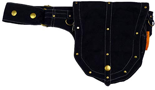 Bauchtasche mit Nieten I Gürteltasche individuell verstellbar + Reißverschluss + Druckknopf I Simandra Farbe Schwarz