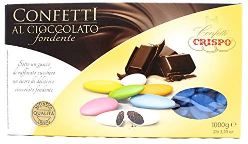 Confetti BLU colorati confezione 1kg - al cioccolato fondente - ideali per laurea, compleanno, anniversario, promessa, comunione, matrimonio (Blu)