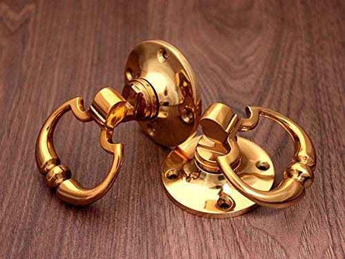Infinity Decor Georgian Edwardian Style Solid Brass Drop Ring Door Mortice Handles Brass Finish