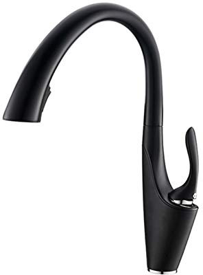 Robinet De Cuisine - Mitigeur Cuisine, Bec Flexible, Avec 2 Fonction Jets Et Douchette Extractible, Laiton Orientable 360° Robinets D'évier, Froid & Chaud Disponible, Style Moderne, Noir