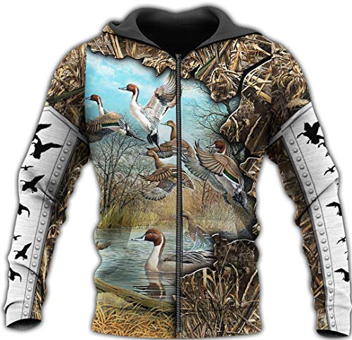 Sweat à Capuche Animal de Chasse au Canard imprimé 3D Harajuku Streetwear Hoodies Unisexe Veste décontractée survêtements Zip Hoodies S