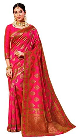 Sposa Speciale Arte Banarasi tessitura Seta Sud Indiano Wedding Funzione Saree Jaal Completa corpo Zari sari Musulmano 4436, Rosa