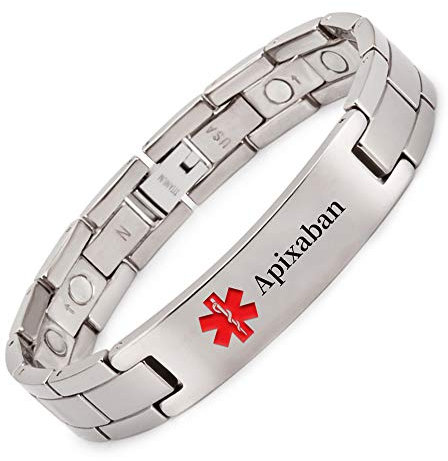 Armband für Herren, Titan, medizinisch, personalisierbar, 22 cm / 13 mm, Apixaban