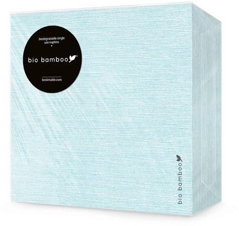 bio bamboo Bio Color Azzurro 40X40 Einweg-Servietten, Bambusviskose und Zellulose, hellblau, 50 pezzi