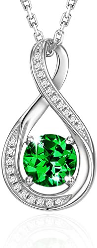 GEMLANTO 925 Sterling Silber Kreierter Smaragd Halskette Mai Geburtsstein Halsketten für Frauen Unendlich zierliche Geburtstag Jubiläum Schmuck Geschenke für Sie 40+5cm