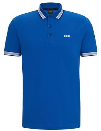 BOSS Herren Paddy Curved Polohemd, New - Medium Blue420, L EU