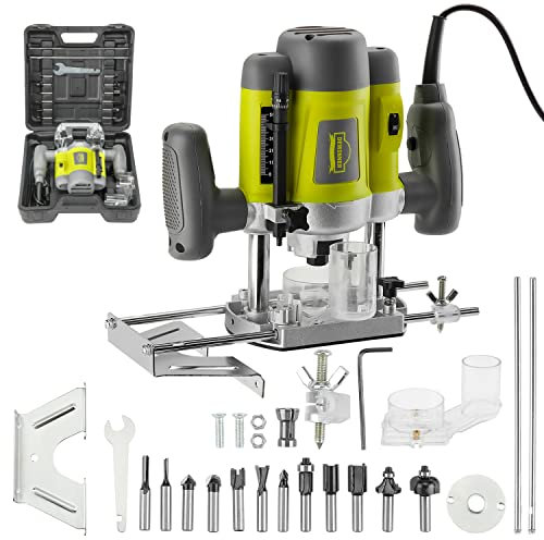 Fresatrice verticale 1200W per Legno con,DEWINNER con set 12 frese con Valigetta