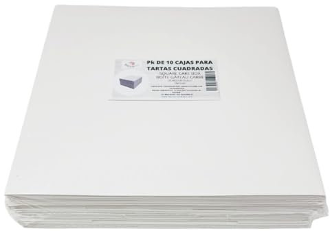 Decoracion Dulce - Pack de 10 Caja Blanca para Transportar Tartas con Tapas (25.4 X 25.4 X 15.2 Cm.)