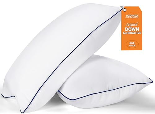 MZOIMZO Almohadas de cama para dormir, tamaño King, juego de 2, calidad de hotel refrescante con relleno alternativo de plumón suave de primera calidad para personas que duermen de espalda, boca abajo