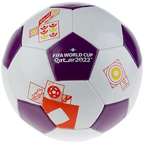 Capelli Sport FIFA World Cup Qatar 2022 Tournament Soccer Ball Souvenir Display, Officially Licensed Futbol for Youth and Adult Soccer Players, Purple and White