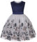 BUNNY LULU Filles Robe inclinée épaule Demoiselle d’honneur Mariage Princesse Arc des Enfants Bal d’Anniversaire soirée Spectacle Lunghezza e Ginocchiere （Blu Scuro, 3-4 Anni）
