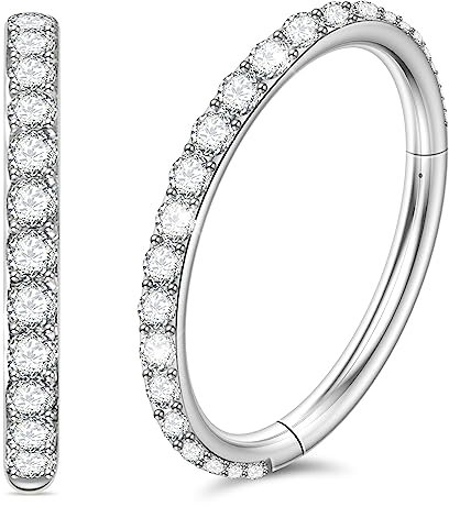 Nasenpiercing Ring 316L Chirurgenstahl,Septum Piercing Nasenring Silber 16g 12mm,Conch Piercing Ring Silber Daith Piercing Ohr Nostril Piercing Ring,Helix Piercings Silber mit Zirkonia Körperschmuck