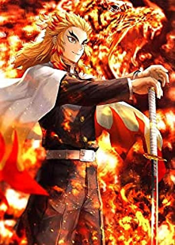 DIY Anime Diamond Painting Kits für Erwachsene, Demon Slayer 5D Diamond Art Kit Full Drill Round for Crafts Wall Decor (30,5 x 40,6 cm)