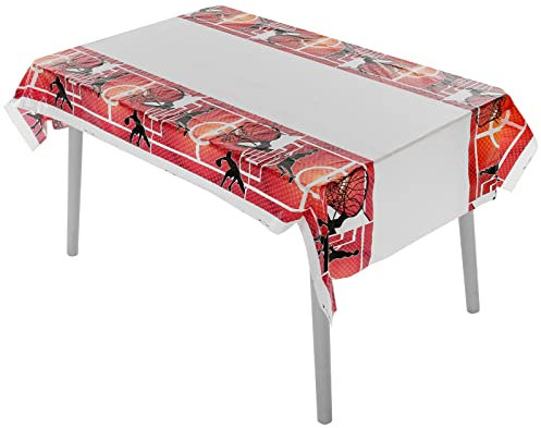 Cobee Mantel desechable, mantel de baloncesto, mantel rectangular, mantel de plástico para fiestas al aire libre, cumpleaños, decoraciones de marzo (180 x 108 cm) (Tema Pallacanestro)
