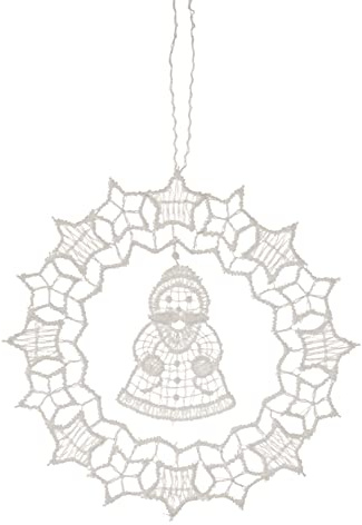 Rudolphs Schatzkiste Baumbehang Kugel mit Weichnachtsmann Plauener Spitze BxHxT 8x8x0,1cm NEU Christbaumschmuck Weihnachtsbaum Anhänger