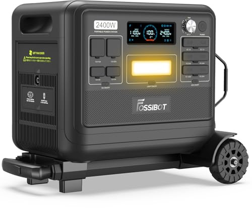 FOSSiBOT F2400 Générateur Électrique Portable, 2048Wh LiFePO4 de secours avec sorties CA 2400 W (pic 4800 W) Générateur Solaire, station d'alimentation portable pour le camping en
