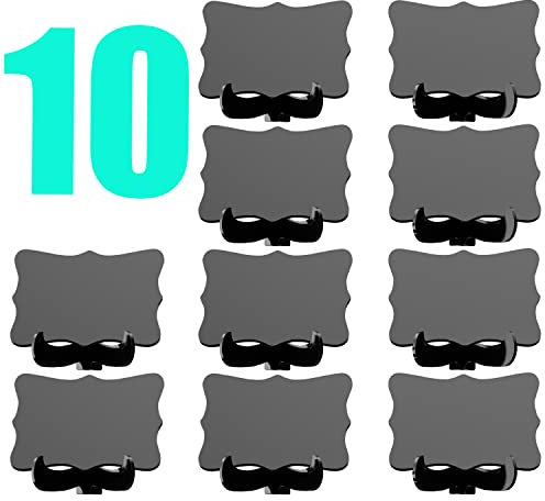 Herjiore 10 Mini Tafel Memo Boards, Schwarze Acryl-Unterschriftentafeln mit Standfüßen, Kreidetafel Aufsteller Klein, Tischkarten,Preisschilder Aufsteller für die Hochzeitstischdekoration