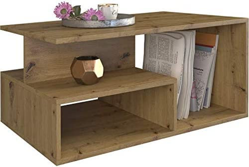 CDF Couchtisch Prima | Farbe: Eiche Artisan | Moderne Bank für EIN Wohnzimmer, Zimmer, Büro | Form: rechteckig | Regal für Kleinigkeiten, Zeitungen, Magazine oder Bücher