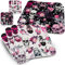 Funke & Brand Totenkopf mit Rosen - 50x Untersetzer für Gläser Eckig - Bierdeckel Skull - Ausgefallene Rockabilly Deko - Coaster Getränkeuntersetzer Totenkopf
