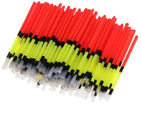 Fenteer 100 Stücke Fischen Schwimmen Vertikale Boje Langen Schwimmt, Rot Gelb