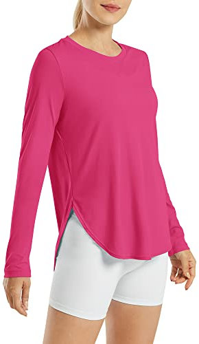 G4Free Women's Activewear Shirts UPF 50+ UV Sun Protection T-Shirts Long Sleeve Tops Workout Outdoor Gym Hiking Quick Dry Lightweight Shirts Hot Pink