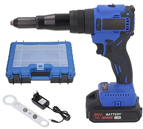 Kit de Pistola de Remaches sin Escobillas de Entrada de 100 a 240V CA, 3,2mm 4,8mm, Capacidad de Remachador Automático, Herramienta de Remachado Eléctrico con Batería de 20V