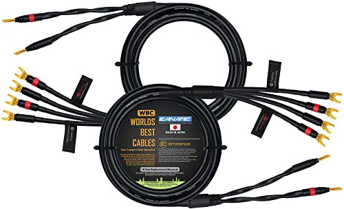 WORLDS BEST CABLES 3.5 Meter - Canare 4S11 – Audiophile Grade - HiFi Star-Quad Bi-Wire Speaker Cable Pair with Eminence Gold Banana & Spade Connectors [Spade x4 – Banana x2]