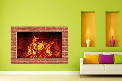 ROPIM Dekorative Ziegelstein-Kamin Wand-Kunst Aufkleber Wandbild Wohn-Esszimmer Dekor Wandtattoo 3D ART Wandaufkleber Poster Aufkleber (Rottöne, Modern, Natur, Wohnzimmer)
