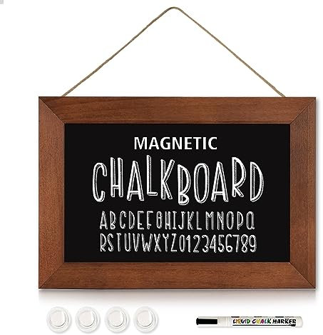 DOLLAR BOSS Magnetische Kreidetafel Schwarz für die Wand 20 x 30cm A4 Kreidetafel zum Aufhängen, Kreidetafel Klein Wandtafel, Tafel Magnettafel Küche Schiefertafel mit Holzrahmen Vintage-Stil