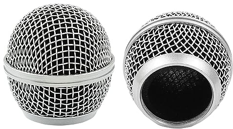 Kemcatui 2er Pack Silber SM58 Mikrofon Kugelkopf Mesh Grill für SM58 BETA58 SM58LC SV100 PGX24 SLX4 - Hochwertiges Ersatzzubehör
