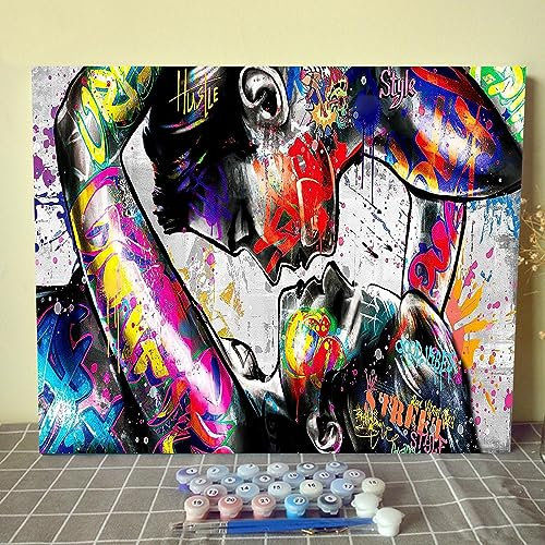 Banksy Malen nach Zahlen für Erwachsene, lustige David-Statue, DIY-Ölgemälde-Kits, Leinwand mit Acrylfarbe, Geschenk für Teenager, Jungen, Graffiti-Straßenkunst, 40,6 x 50,8 cm (DIY-Rahmen)