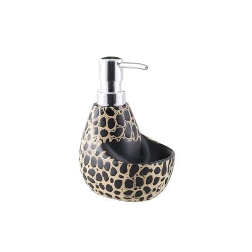 Duschspender Seifenspender mit Leopardenmuster for Küche, Badezimmer, Seifenpumpe mit Schwammhalter for Spülmittel, Lotion, Seifenspenderflasche Küche Badezimmer Flüssigkeitspumpenspender
