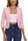 MINTLIMIT Women's Suits & Blazers Cropped 3/4 Ruched Sleeve Jackets Elegant Linen Open Front Suit (Pink M)