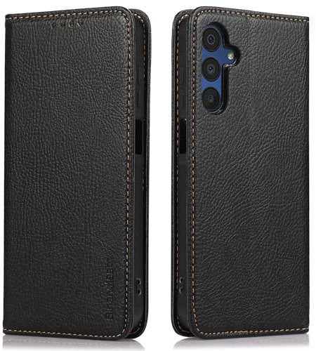 binandteam Cover per Samsung Galaxy A15 4G / 5G (6.5),Premium Custodia a Libro in Pelle PU Magnetica Flip Wallet Supporto Portafoglio Case - Nero