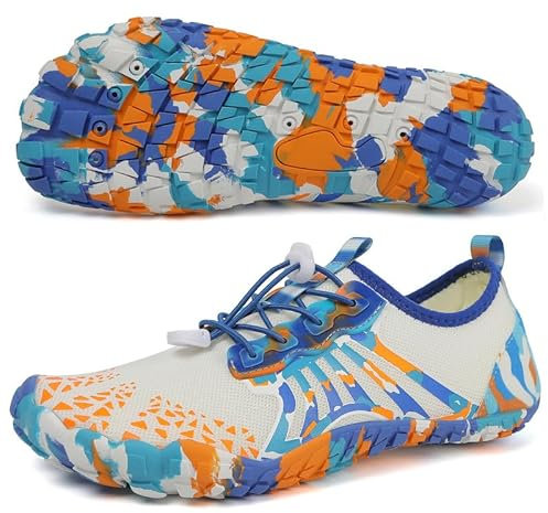 Bravover Unisex Water Shoes for Men Women with Five Toes Design Quick Dry Barefoot Aqua Shoes Ideal for Swim Pool Surf Beach Sea Activities White