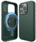 elago Magnetic Leather Case Compatible with iPhone 15 Pro Case, Compatible with MagSafe, Premium Vegan PU Leather, Built-in Strong Magnets, Full Body Protection [5 Layer Structure] (Midnight Green)