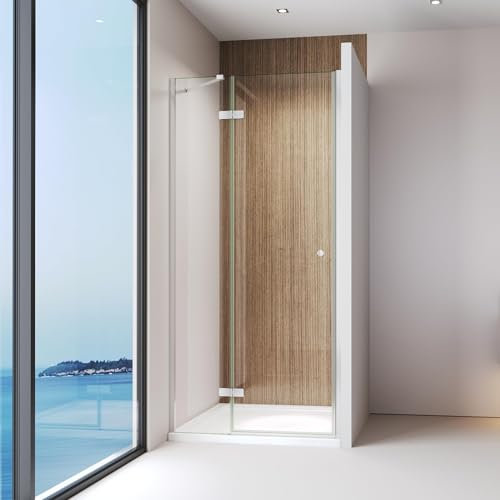 IMPTS Duschkabine Falttür Duschtür Nische 100cm Einzelfalttür Dusche Scharniertür Duschabtrennung aus 6 mm ESG-Glas, Höhe 185cm