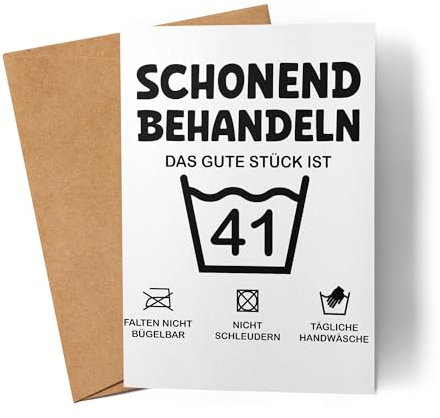 Lilavie-Design Schonend Behandeln Das Gute Stück ist 41 Karte 41. Geburtstag Lustige Geburtstagskarte Mann Frau
