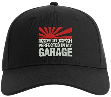 Lauthings Made in Japan Perfected in My Garage JDM Cars Baseball Cap Bestickte Herren Mütze Unisex Sport Schwarz, Schwarz , Einheitsgröße