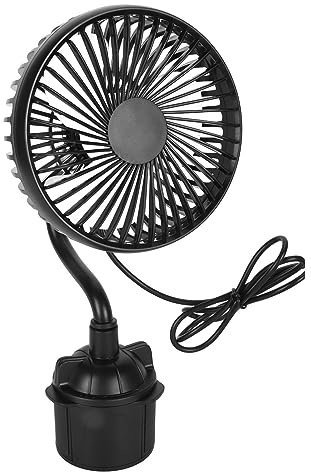 Bewinner Portable USB Powered Fan, 3 Speeds Silent Travel Fan, USB Car Fan Mounted in Cup Holder, Gooseneck Personal Fan for Car Trucks RVs Bus