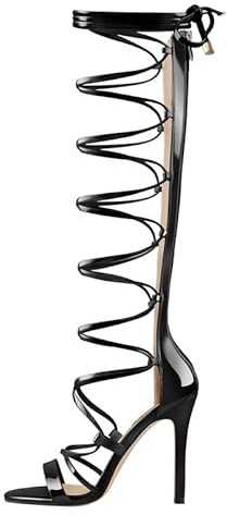 VERISSON Damen Sandaletten High Heels Langschaft Römersandalen Riemchensandalen mit Pfennigabsatz