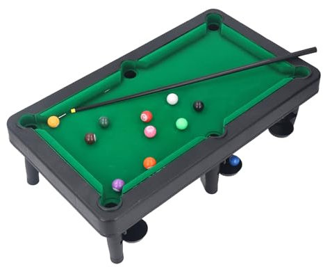 Mini-Billard-Tischspiel, 19 X11 Zoll Kleiner Billard-Spieltisch mit 2 Stöcken, 11 Bällen und Dreiecksständer, Interaktives Miniatur-Billard-Pool-Set für Familien-Eltern-Kind-Spiele