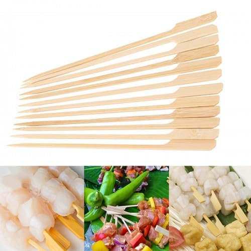 Dokeno 100 Pièces Pic à Brochette en Bambou, 9 Cm Brochettes en Bois pour Barbecue, Brochettes de Fruits, Pique à Brochettes en Bois pour Barbecues, Légumes, Fruits, Collations