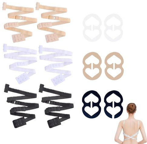 Nadiaen 6pcs Bra Strap Extender,Low Back Bra Converter,Adjustable Bra Strap Extender Low Back Bra Extende Suitable for Backless Dress,Low Back Top,Denim Skirt with 6 Cross Buckles